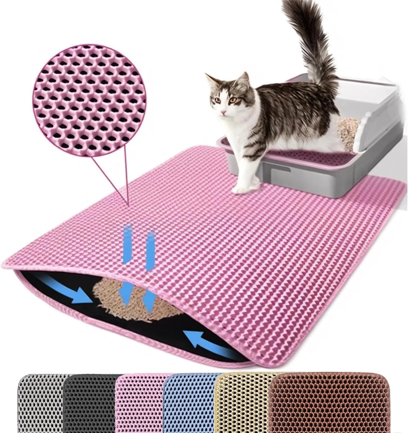 Premium Double-Layer Cat Litter Mat – Waterproof & Non-Slip