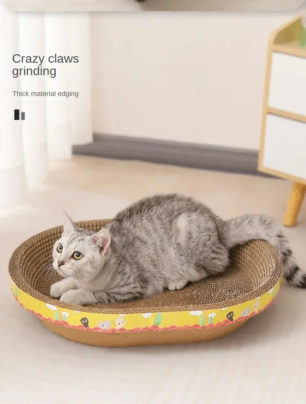 Cozy Oval Cat Scratcher & Lounge Bed