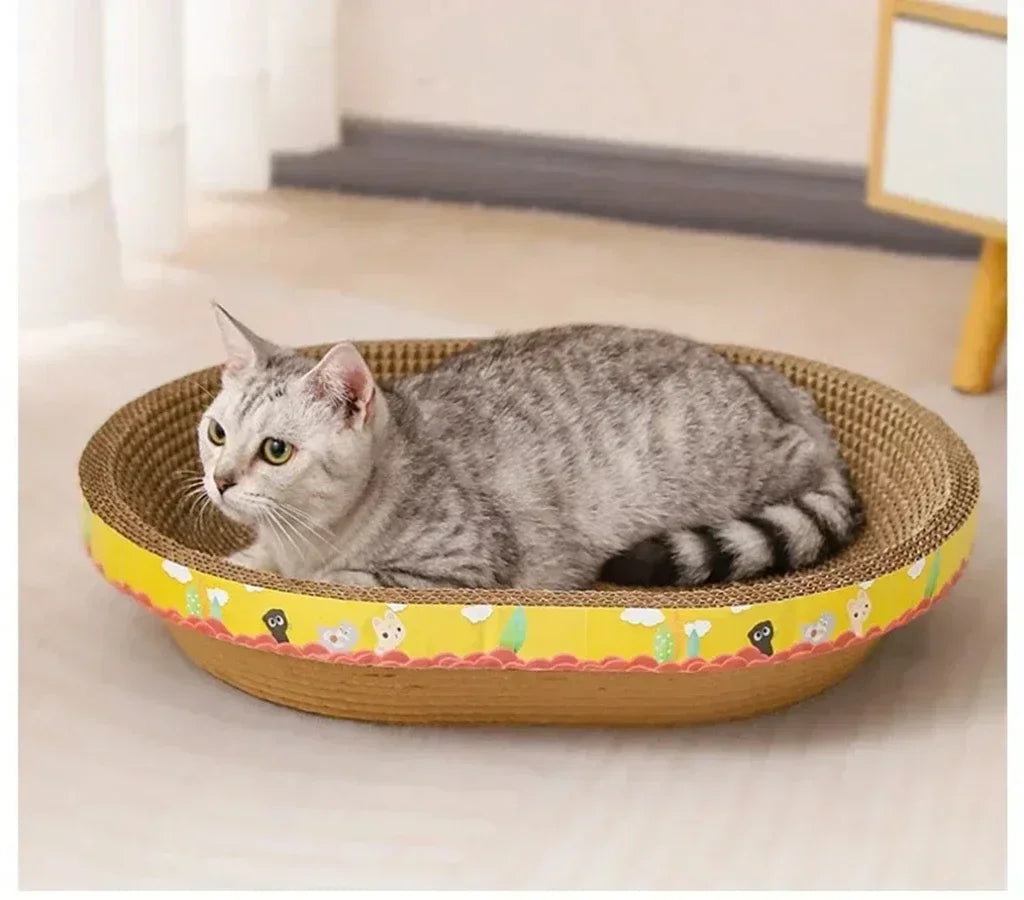 Cozy Oval Cat Scratcher & Lounge Bed