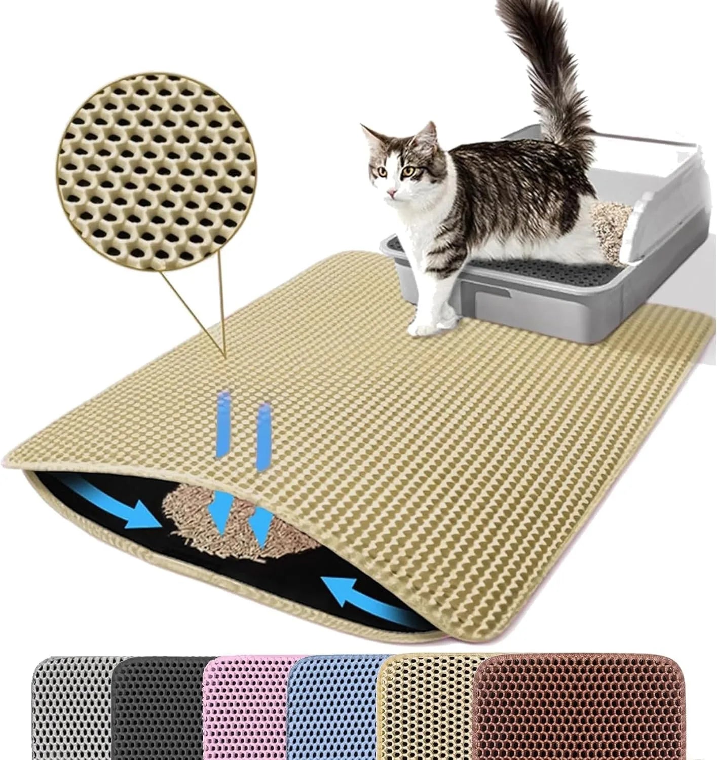 Premium Double-Layer Cat Litter Mat – Waterproof & Non-Slip