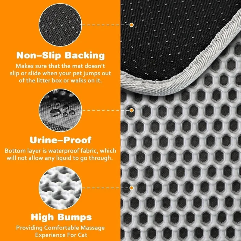 Premium Double-Layer Cat Litter Mat – Waterproof & Non-Slip
