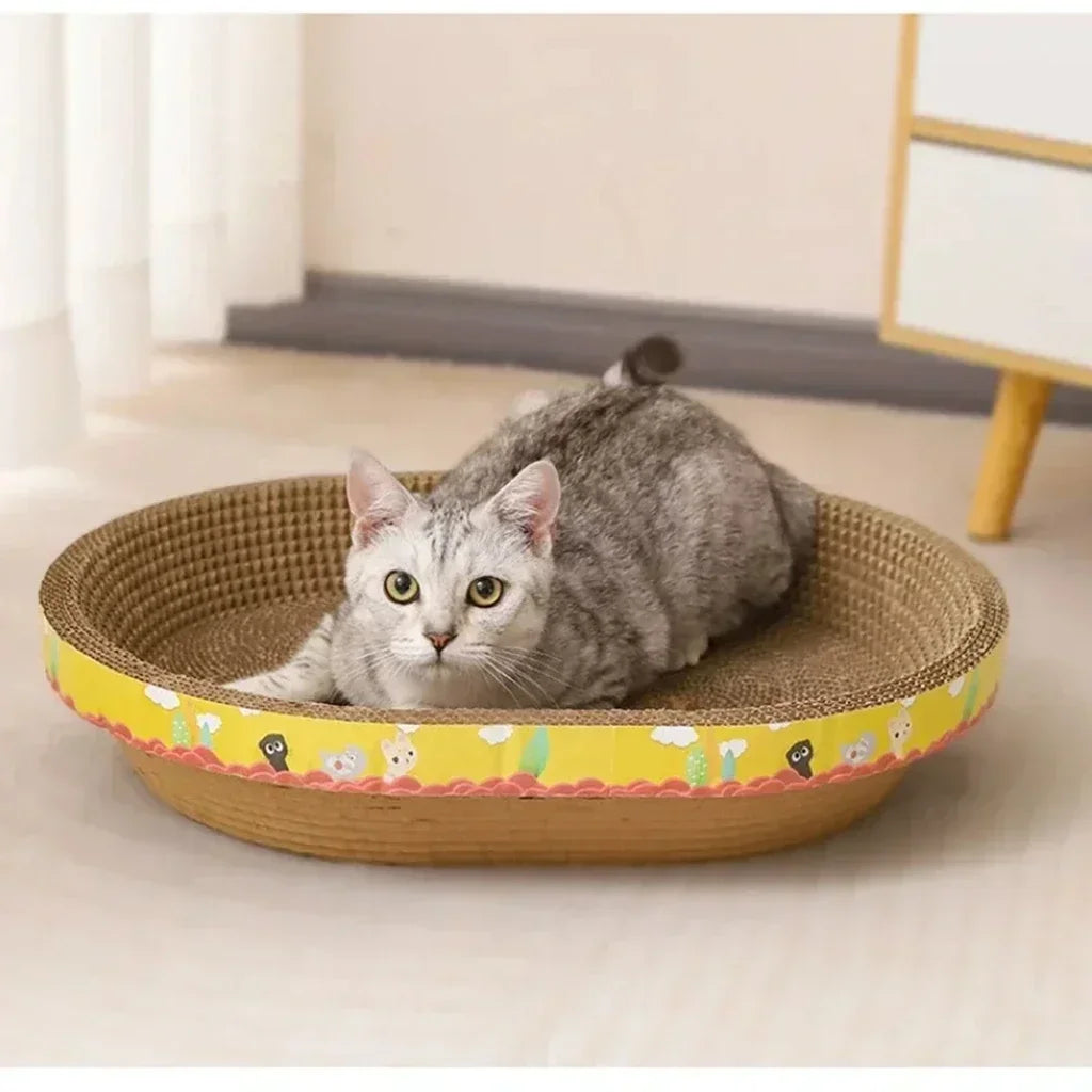 Cozy Oval Cat Scratcher & Lounge Bed