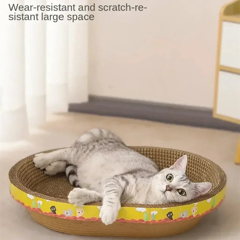 Cozy Oval Cat Scratcher & Lounge Bed