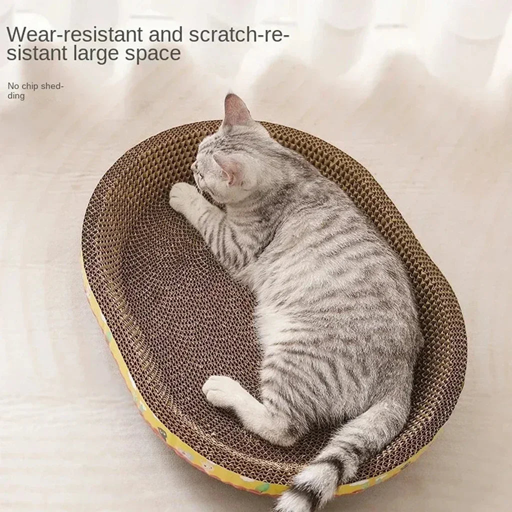 Cozy Oval Cat Scratcher & Lounge Bed