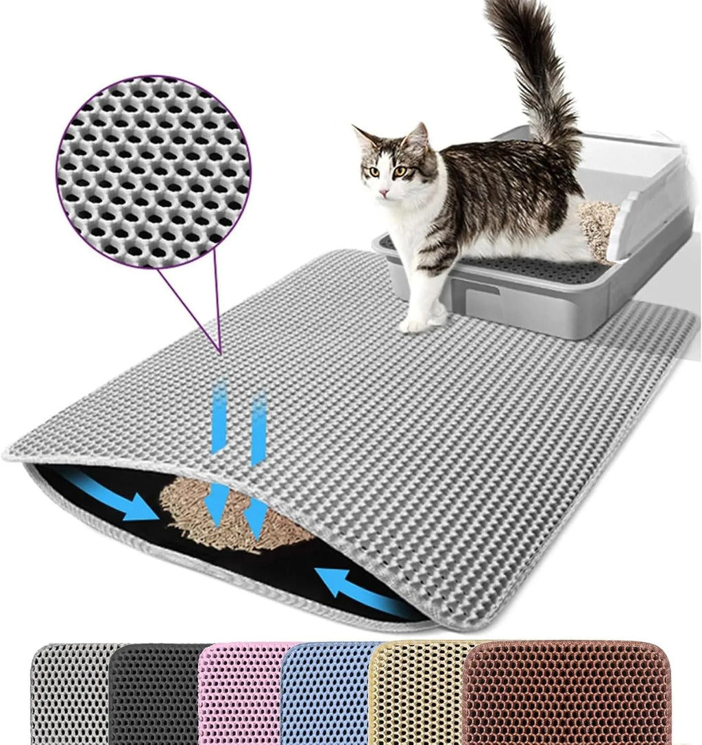 Premium Double-Layer Cat Litter Mat – Waterproof & Non-Slip